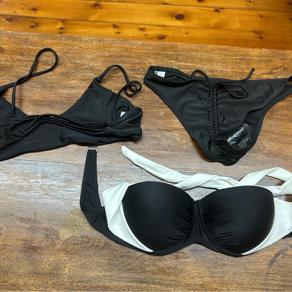 Black, White, leopard print Women's Bikini Set